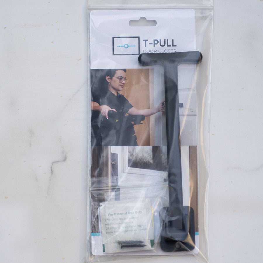 T-Pull Manual Door Closer for Wheelchair Users - Canadian Made Accessibility Aid - Swivel Design for Interior/Exterior Doors (Black ABS)