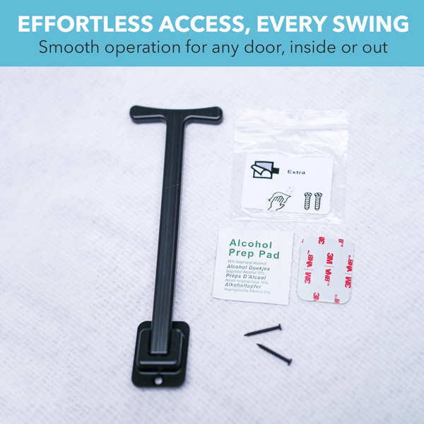 T-Pull Retractable Door Closer for Wheelchair Users - Premium Aluminum with Auto-Return Handle - Canadian Made Accessibility Aid (Black)